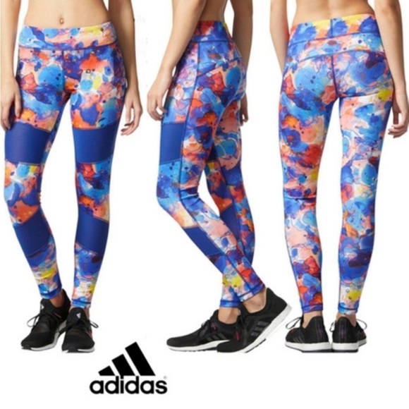 adidas Performance Training Printed Mesh Panel Legging, size Medium 👖 - Picture 1 of 8